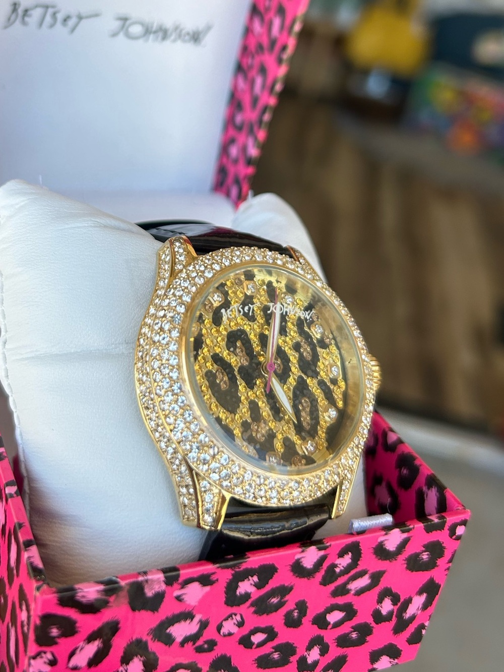 Betsey Johnson Leopard Rhinestone Watch - Picture 5 of 12